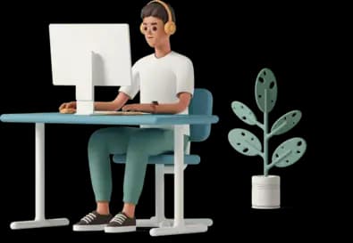 Person at desk illustration