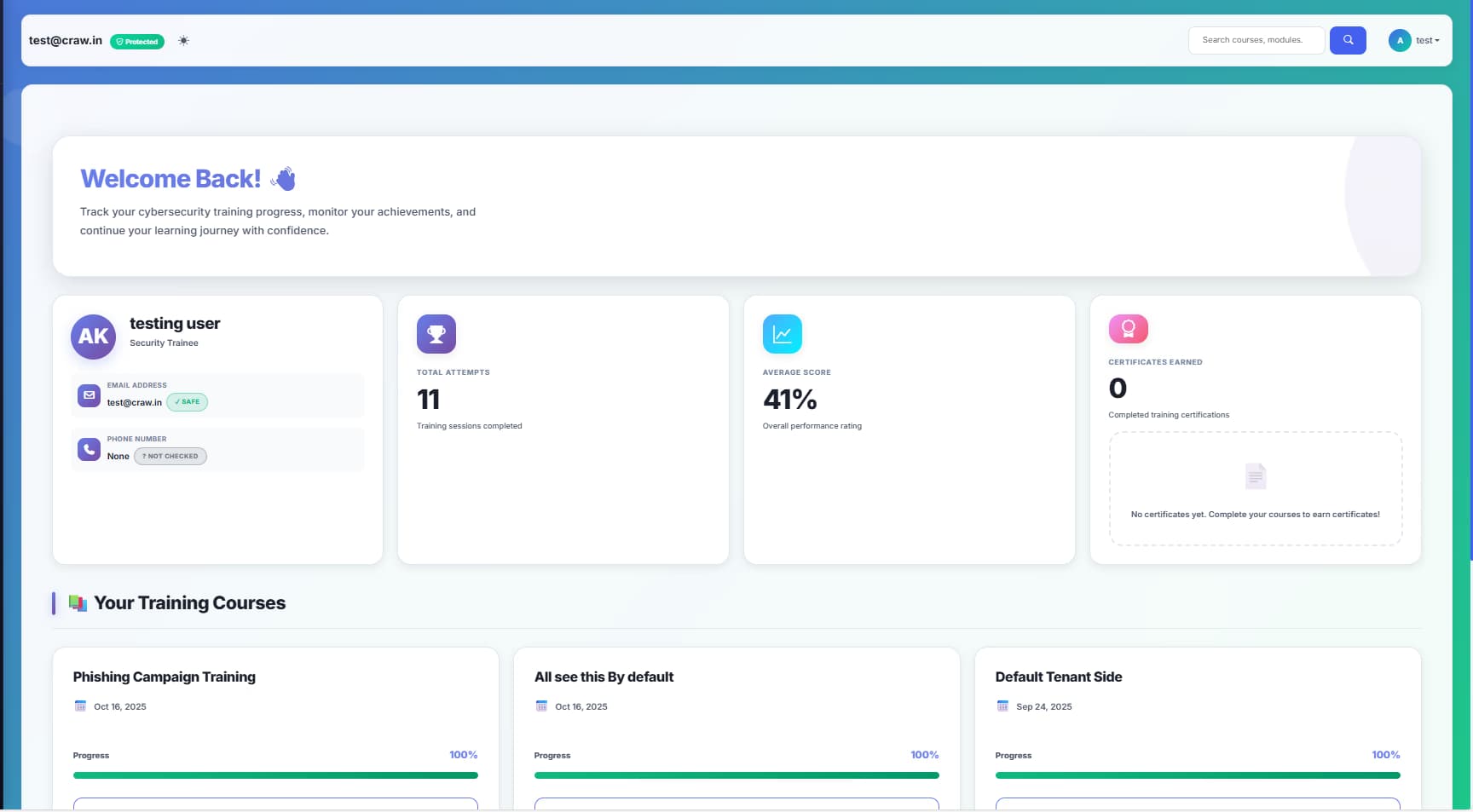 Training Portal Feature