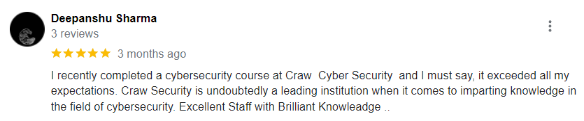 image of Craw Cyber Security Student Review By Deepanshu