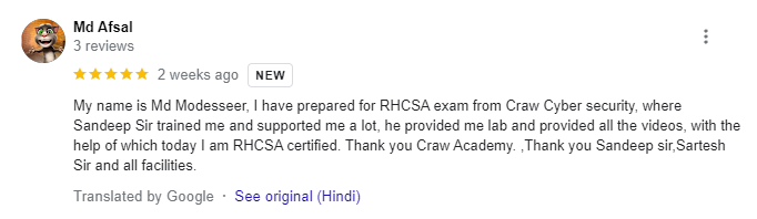 image of Craw RHCSA Course Review | Craw Placement Cell Happy Students